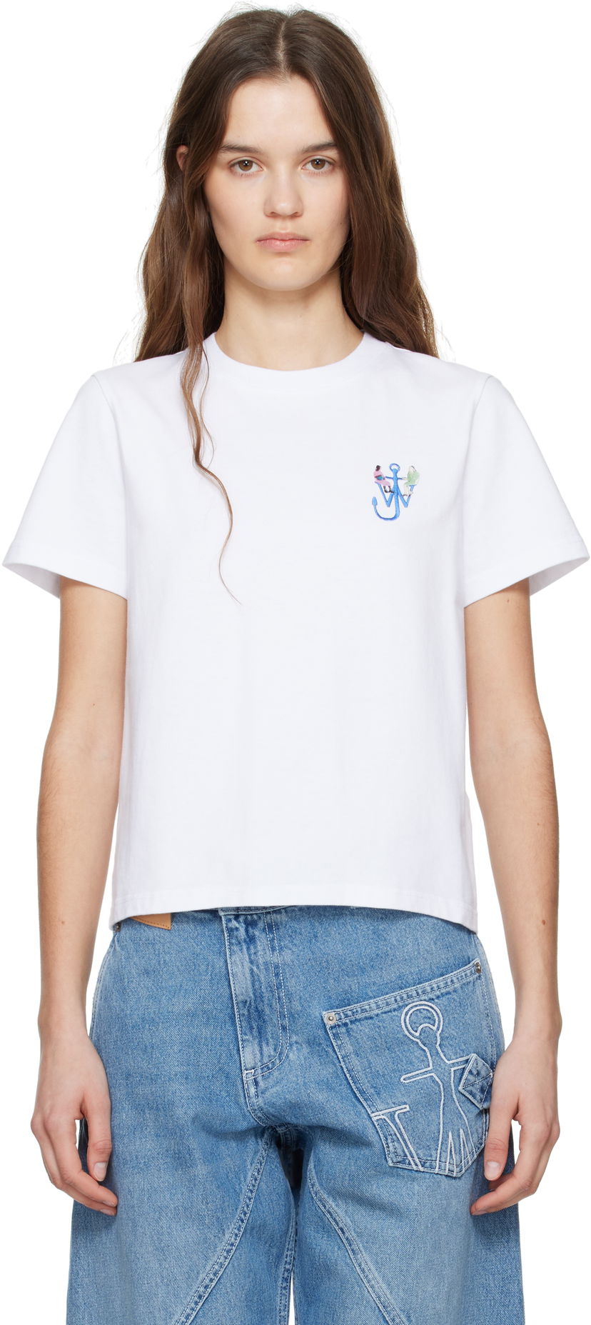Majica JW Anderson JW Anderson Anchor Embroidery T-Shirt Bela | JT0269-PG1510