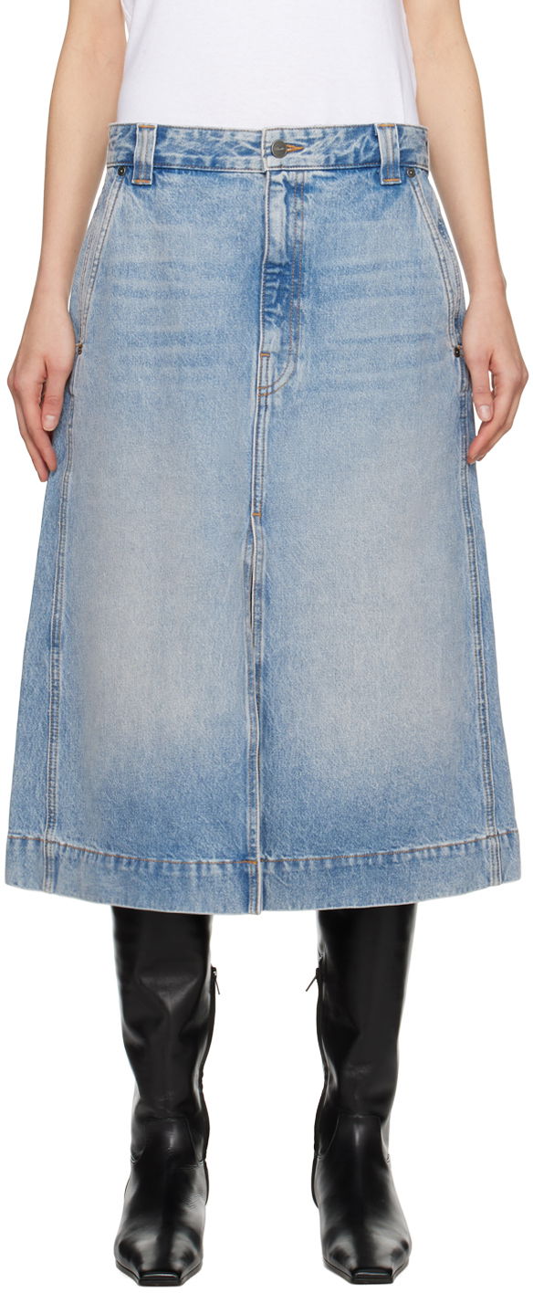 Krila Khaite Charlene Midi Denim Skirt Modra | 1082-094