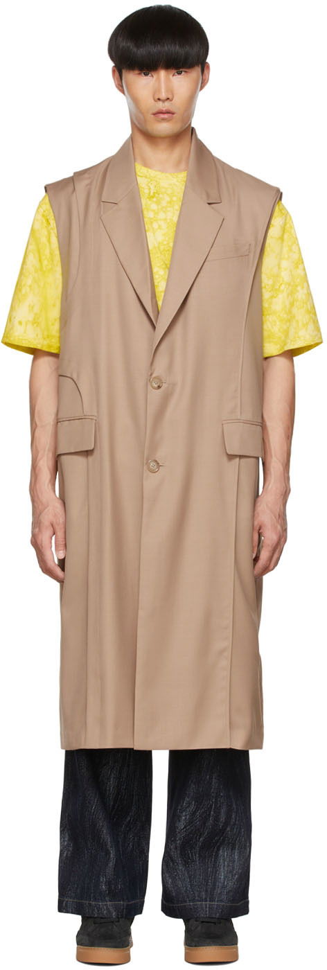 Telovnik Feng Chen Wang Feng Chen Wang Polyester Sleeveless Coat Bež | FMS13VS07