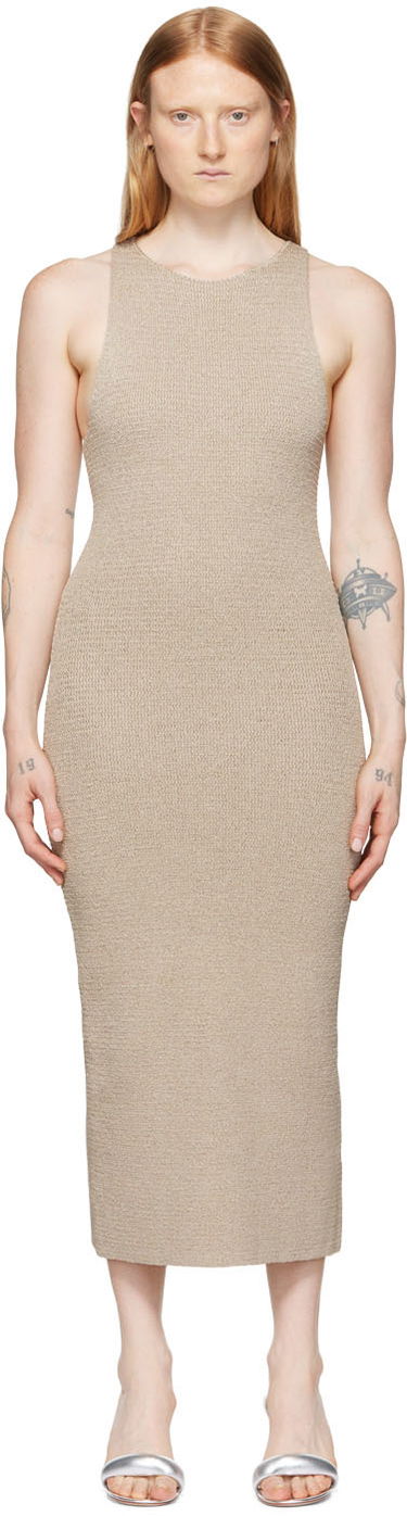 Obleke Helmut Lang Helmut Lang Ribbon Midi Dress Bež | M04HW705, 0
