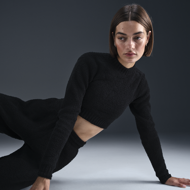 Krop-top Nike Phoenix Cozy Bouclé Crop Top Črna | FZ1716-010, 4