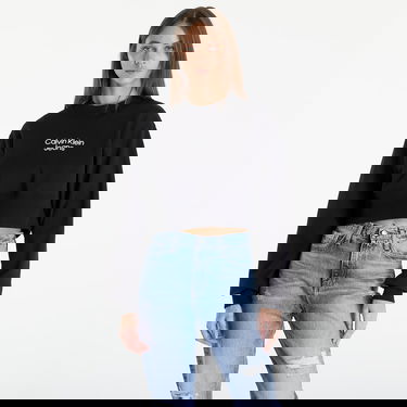 Pulover CALVIN KLEIN Stacked Institutional Sweatshirt Black Črna | J20J221466 BEH, 0