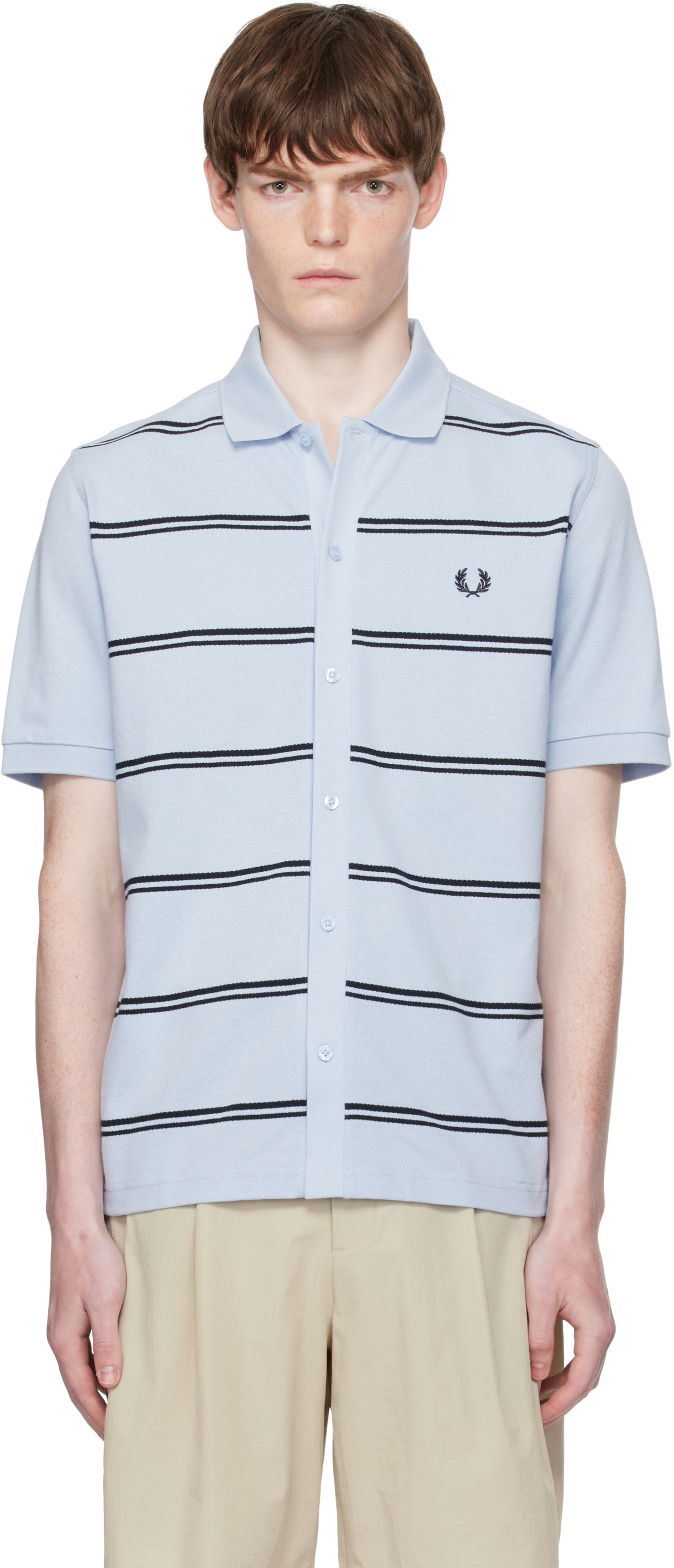 Polo majica Fred Perry Fred Perry Striped Button-Through Polo Modra | M9906, 0