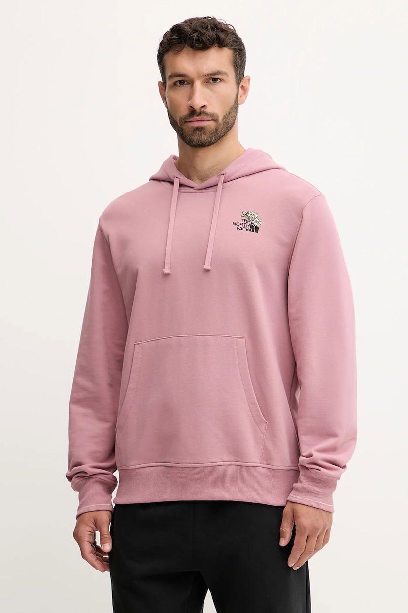 Pulover The North Face Cotton Flowe Dome Hoodie with print Roza | NF0A8EGZHCS1
