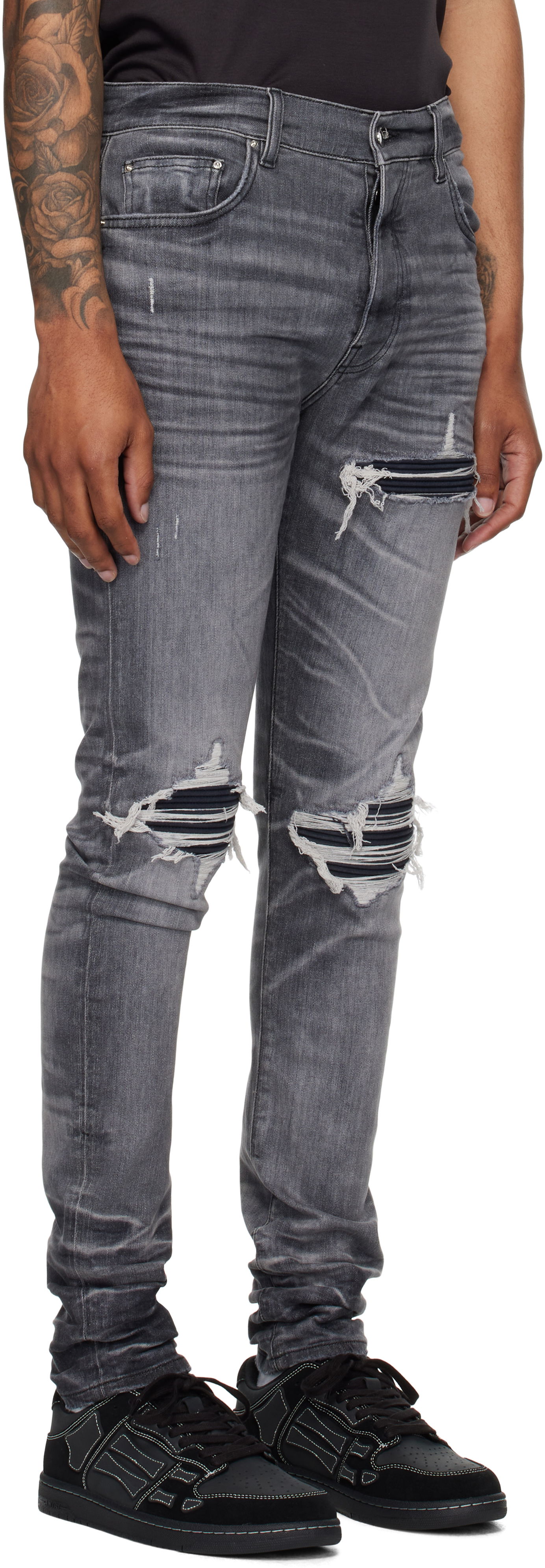 Kavbojke AMIRI AMIRI MX1 Jeans with Suede Patches Siva | AMDNSY1158, 1