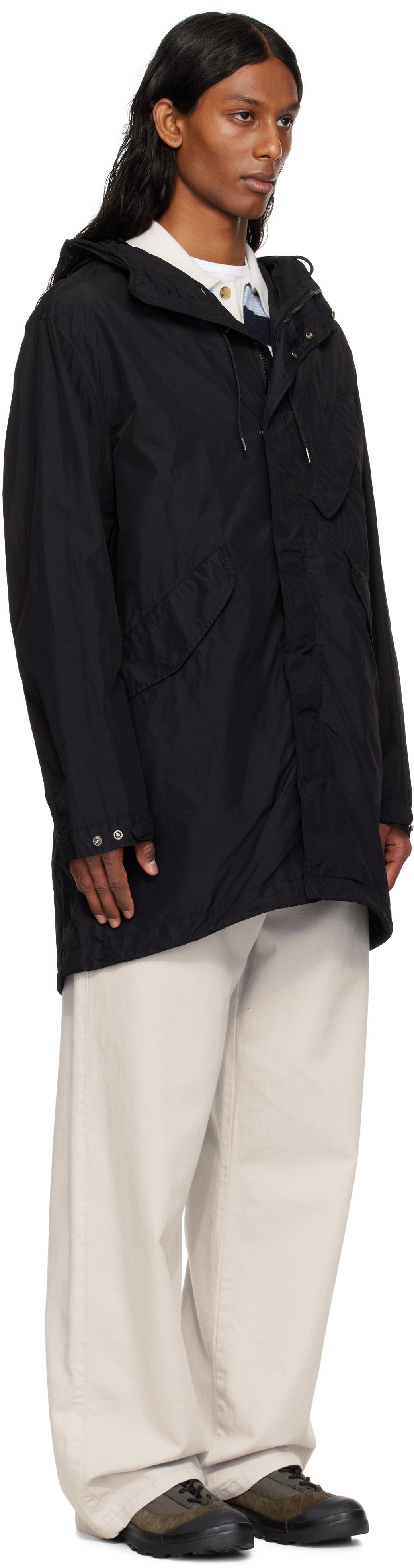 Vetrovka C.P. Company C.P. Company Flatt Nylon Goggle Fishtail Parka Črna | 18CMOW064A-005991G, 1