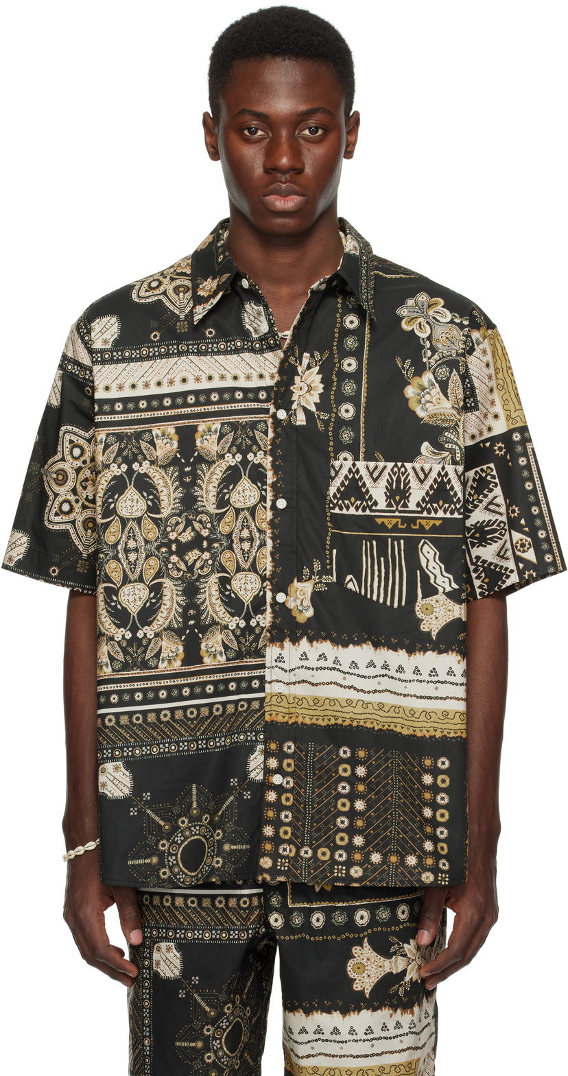Srajce ISABEL MARANT Isabel Marant Garlonn Patchwork Print Shirt Črna | 25PCH0216HA-C1I09H