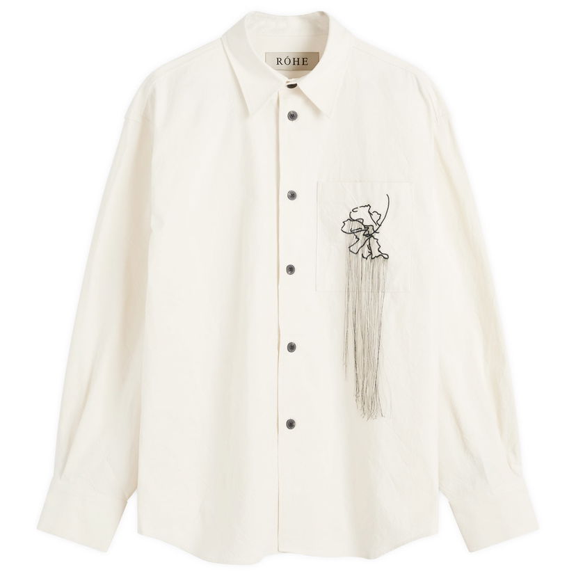 Srajce Róhe Embroidered Long Sleeve Shirt Natural Bela | 312-19-112-105