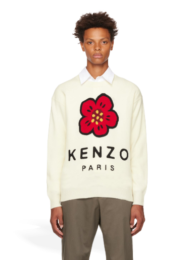 Pleteni pulover KENZO Paris Boke Flower Bela | FC65PU3453LD