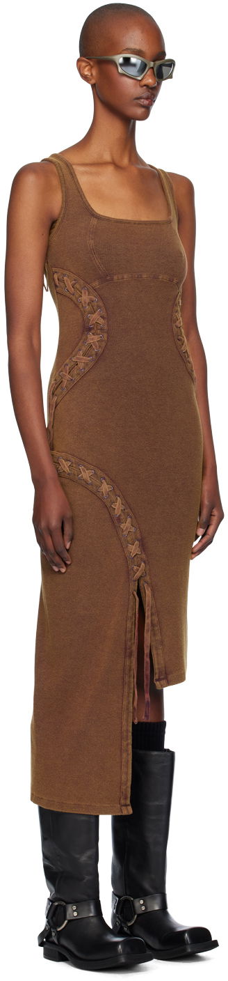 Obleke Feng Chen Wang Feng Chen Wang Lace Knit Midi Dress Rjava | FWF18DR02C, 1