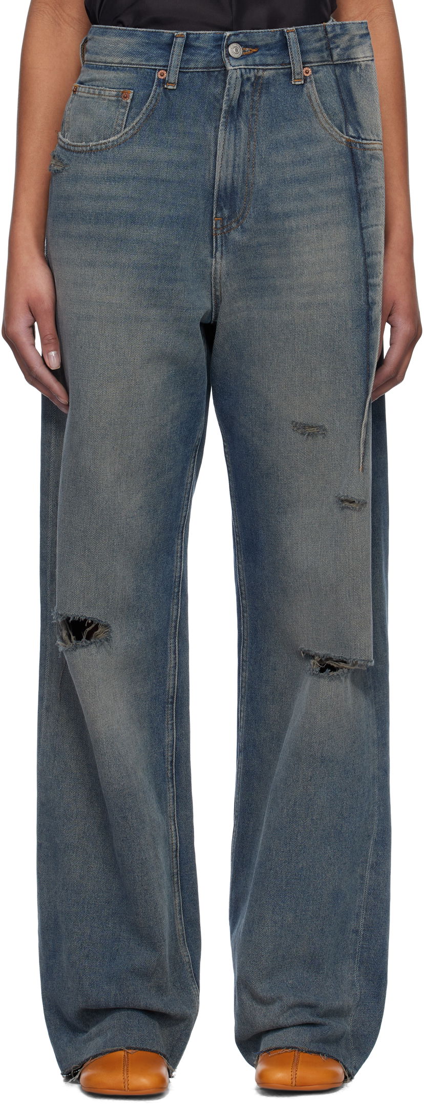 Kavbojke Maison Margiela MM6 Maison Margiela Distressed Darting Jeans Modra | S52LA0245 M30017