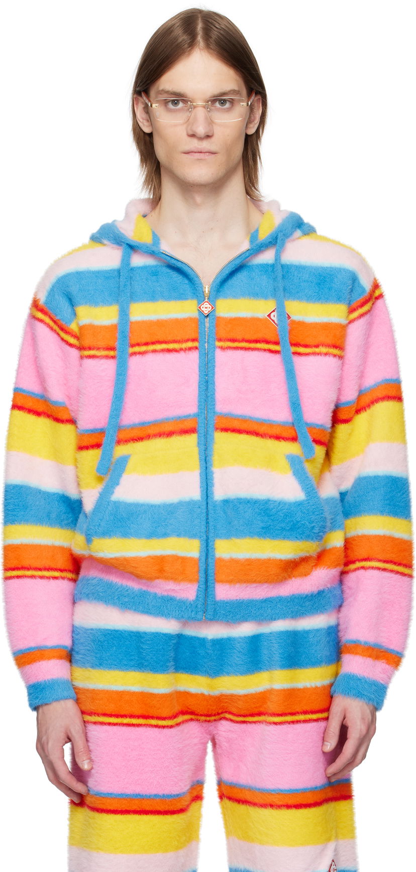 Pulover Casablanca Casablanca Fluffy Stripe Oversized Zip Hoodie Večbarvna | MS25-KW-904-01