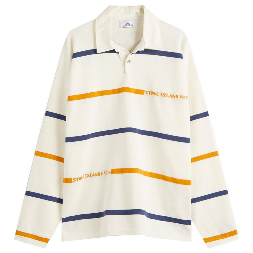Polo majica Stone Island Marina Striped Rugby Knit, Size Large Bela | K1S155100035-V0093