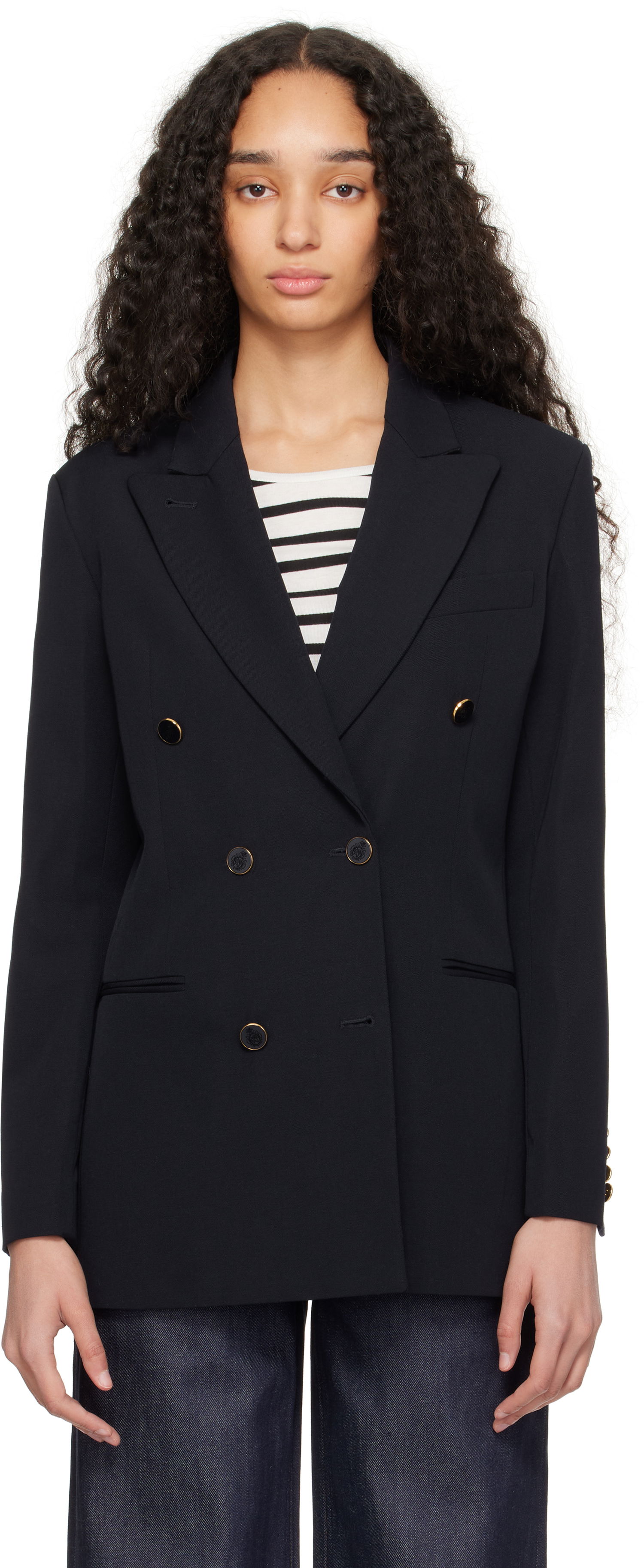 Jakna A.P.C. A.P.C. Anastasia Barbieri Edition Double-Breasted Blazer Mornarica | COHEY-F03226, 0
