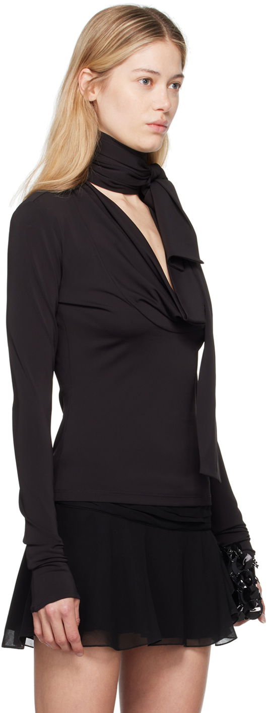 Krila Blumarine Blumarine Cowl Neck Long Sleeve Top Črna | A422C286A, 1