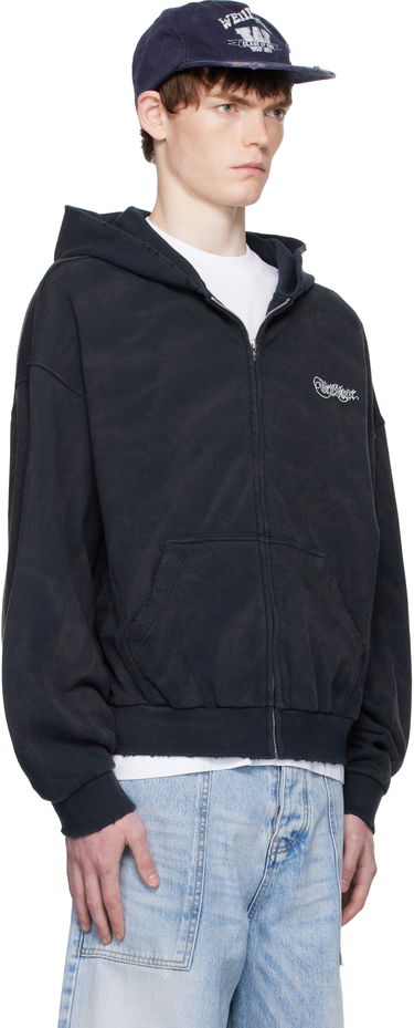 Pulover We11done We11done Gothic Logo Zip-Up Hoodie Črna | WD-TJ2-25-845-U-NV, 1