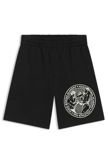 Kratke hlače BOSS Cotton-Terry Shorts with Boxing Academy Graphic Črna | 50542413, 0