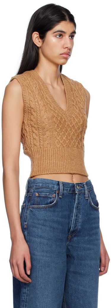 Pleteni pulover rag & bone Elizabeth Cable Knit Vest Rjava | WAS22HS031SM31, 1