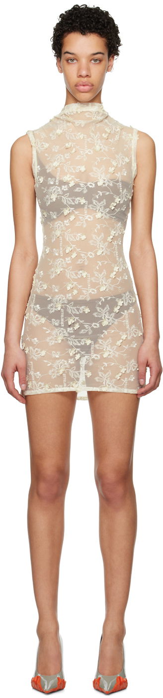 Obleke Ottolinger Ottolinger Floral Tulle Mini Dress Bež | 1901301