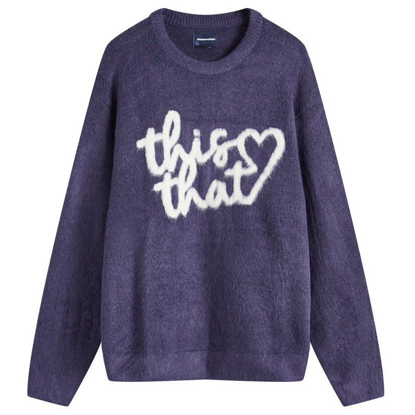 Pleteni pulover thisisneverthat Logo Knit Sweat, Size Large Lila | TN243KKNPK11-PUR