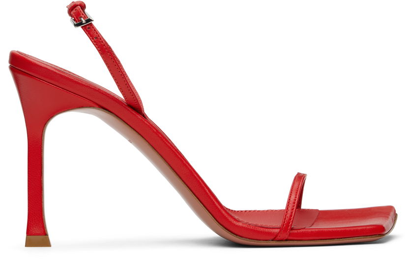 Modni dodatki Amina Muaddi Amina Muaddi Maya Slingback Heeled Sandals Rdeča | MAYA SLINGBACK NAPPA