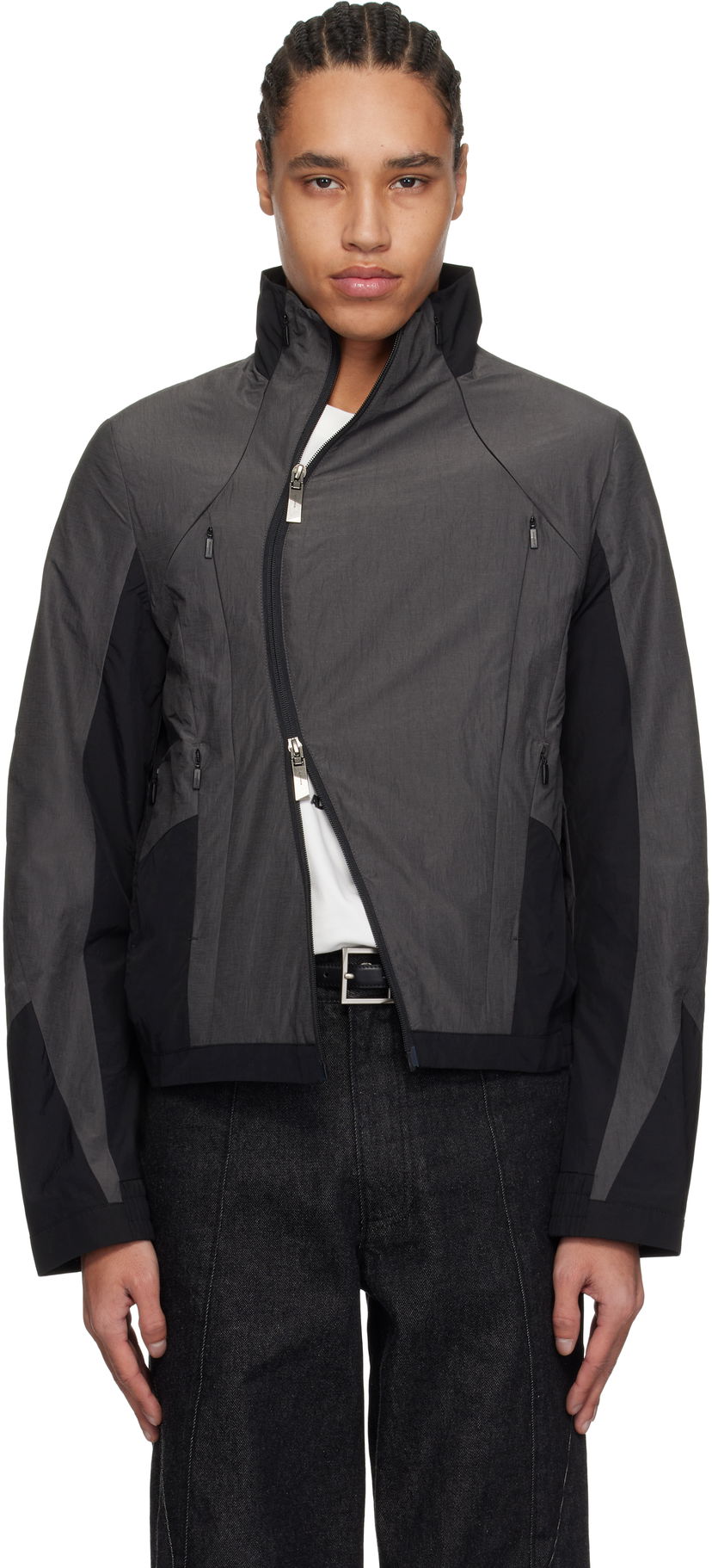 Vetrovka ADER ERROR ADER error Aerox Product. 18 Asymmetrical Zip Jacket Siva | BO01SSJK0203GR