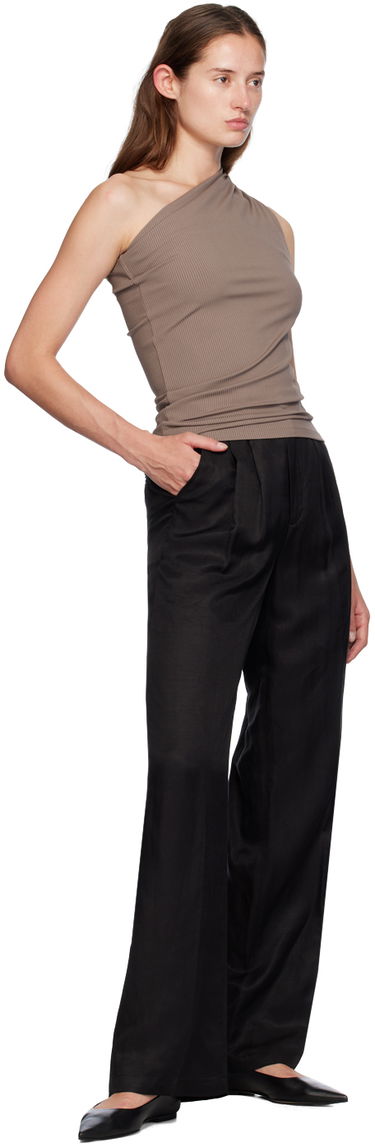 Majica brez rokavov Anine Bing One Shoulder Slim Fit Top Rjava | A-08-9271-BWN27, 3