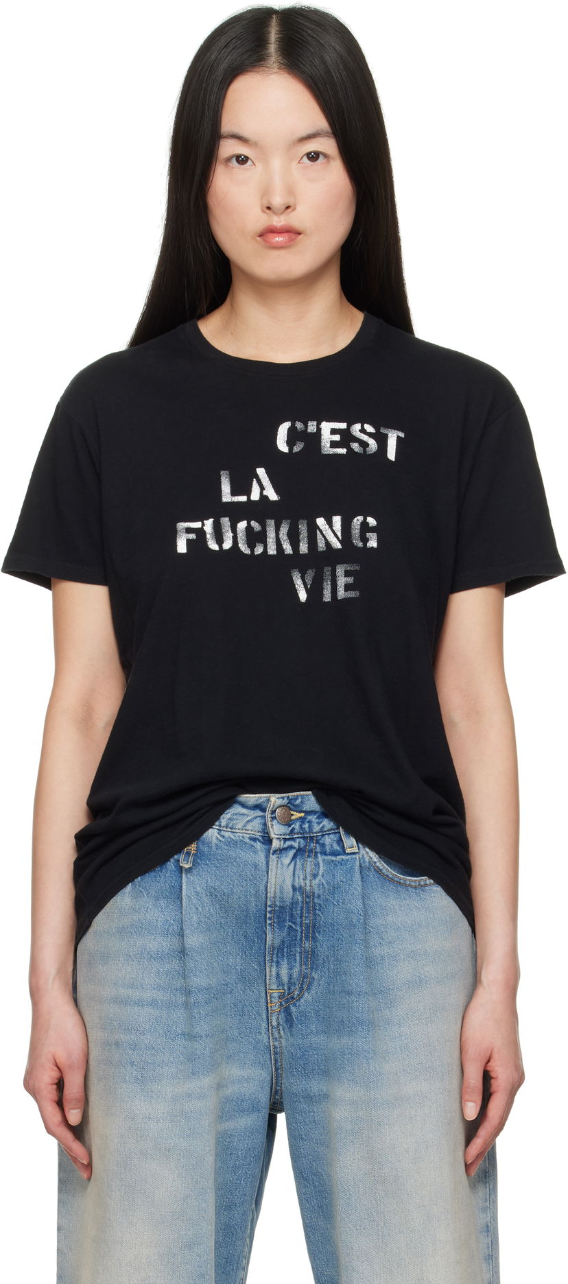 Majica R13 R13 'C'est La Fucking Vie' Boy T-Shirt Črna | R13WK001-K123A