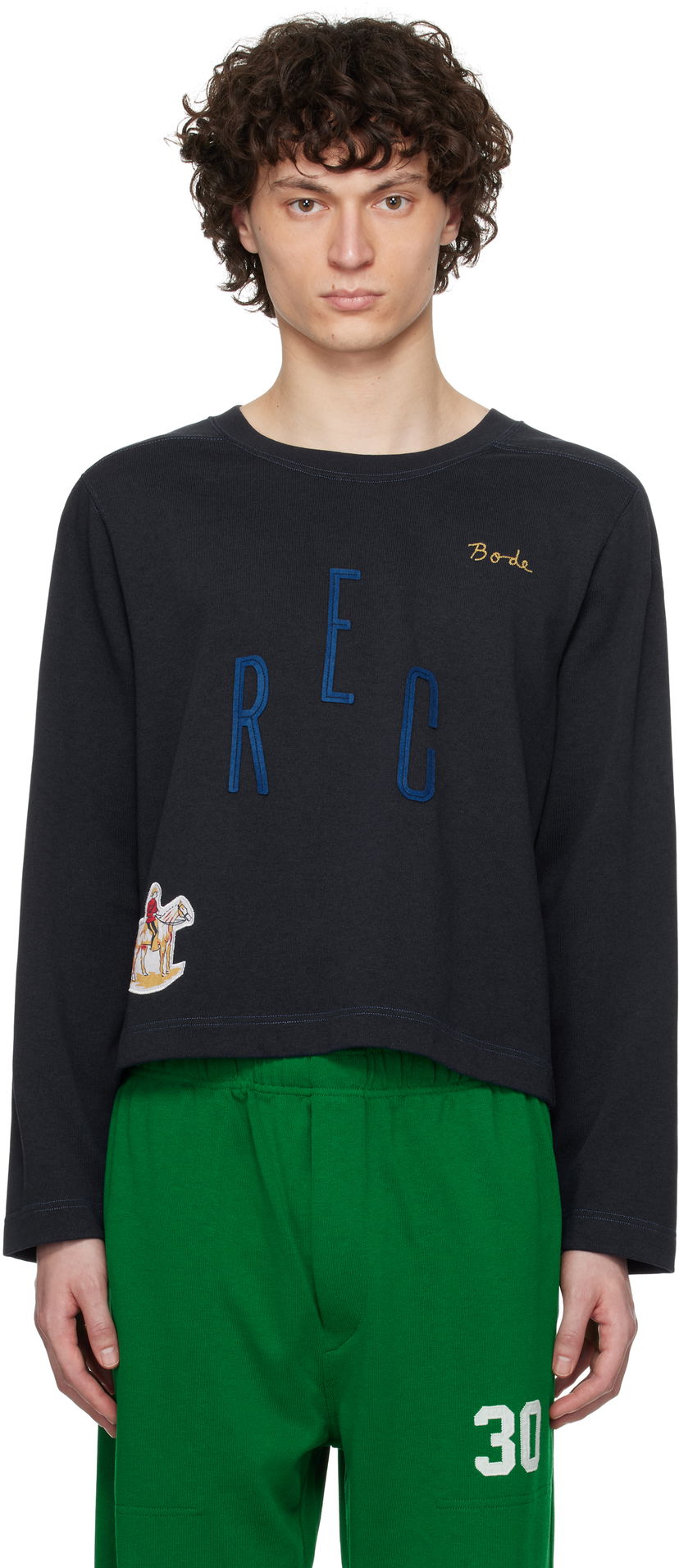 Krop-top Bode Bode Rec Pullover Sweatshirt Mornarica | MRS25CS057
