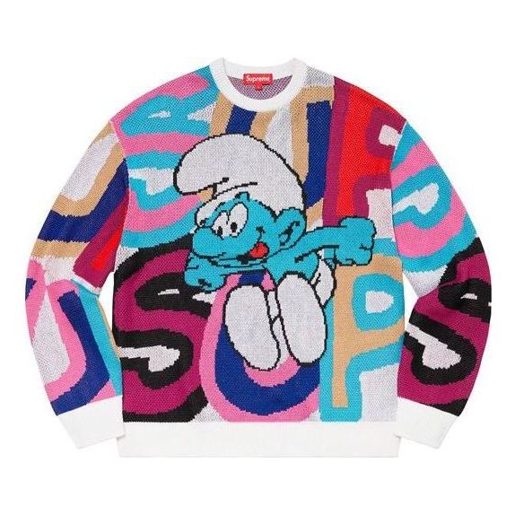 Pleteni pulover Supreme Knitted Cartoon Character Sweater Bela | SUP-FW20-160
