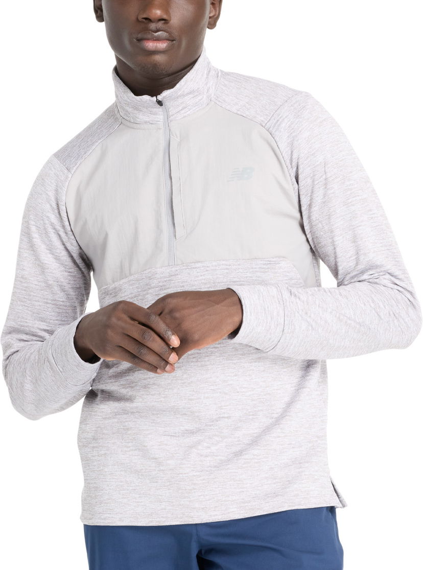 Pleteni pulover New Balance New Balance Athletics Heat Grid Half-Zip Top Siva | mt43204-ag
