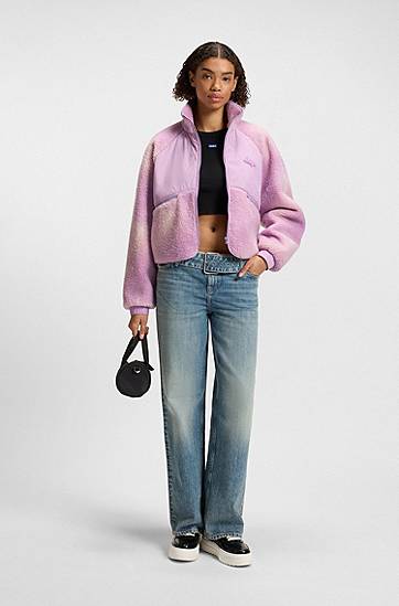 Jakna BOSS Cloud-Print Teddy Jacket with Panels Lila | 50541233, 1