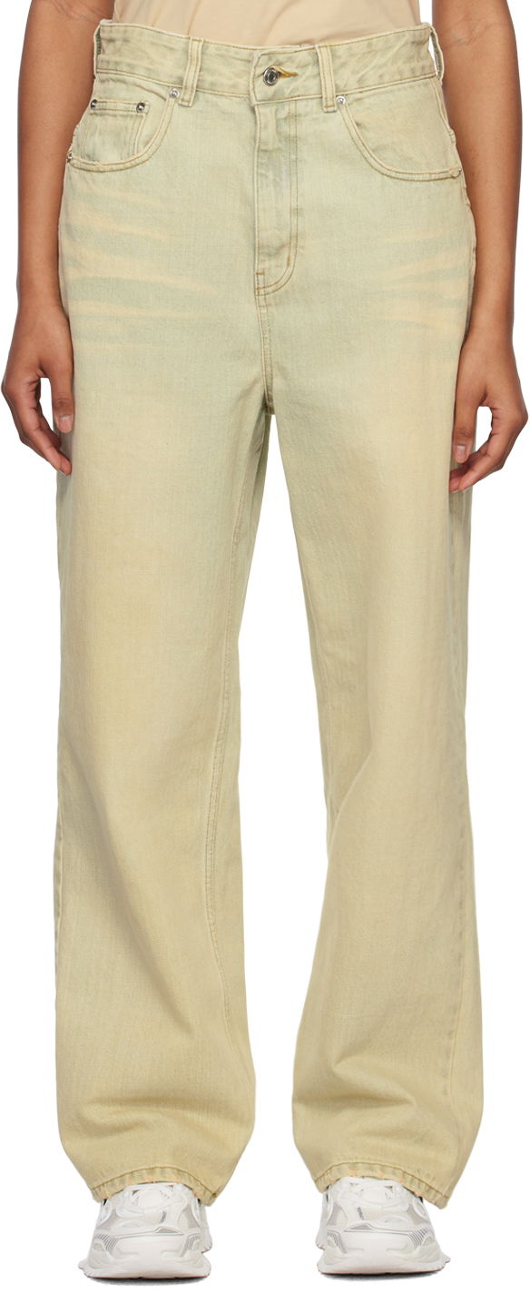 Kavbojke We11done Wide-Leg Jeans Zelena | WD-DP1-23-357-W-BG