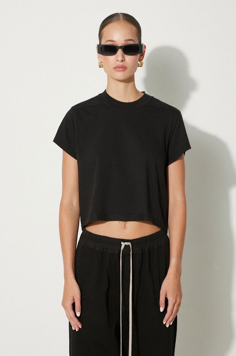 Majica Rick Owens Cropped Small Level T-Shirt Črna | DS02D2207.RN
