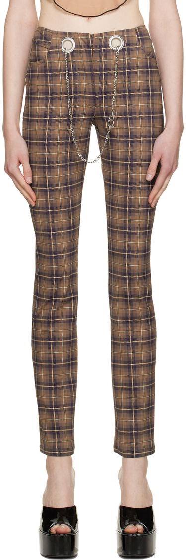 Hlače Miaou Miaou Tommy Plaid Trousers with Chain Rjava | 1004PTCHP, 0