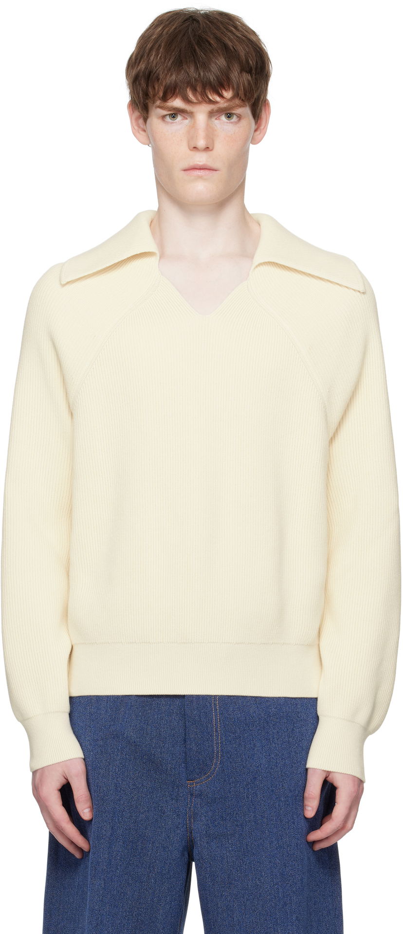 Pleteni pulover Bottega Veneta Bottega Veneta English Rib V-Neck Sweater Rumena | 820504V59X09071