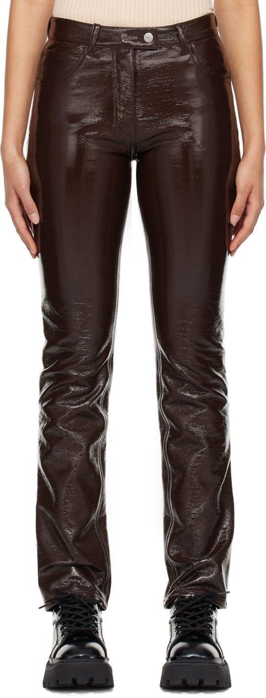 Hlače Courrèges Five-Pocket Vinyl Trousers Rjava | PERCPA013VY0003