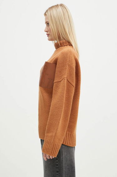 Pleteni pulover JW Anderson JW Anderson Leather Patch Pocket Turtleneck Jumper Rjava | KW1292.YN0367.619, 1