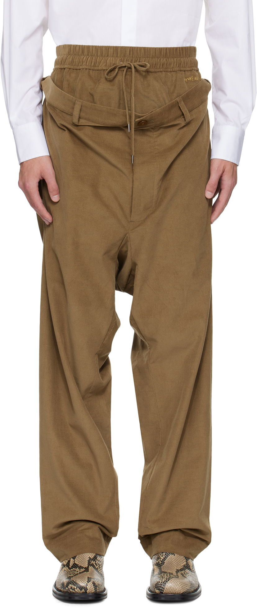 Hlače Vivienne Westwood Vivienne Westwood Builder Drop Crotch Corduroy Trousers Rjava | 2F01001R-W0186-