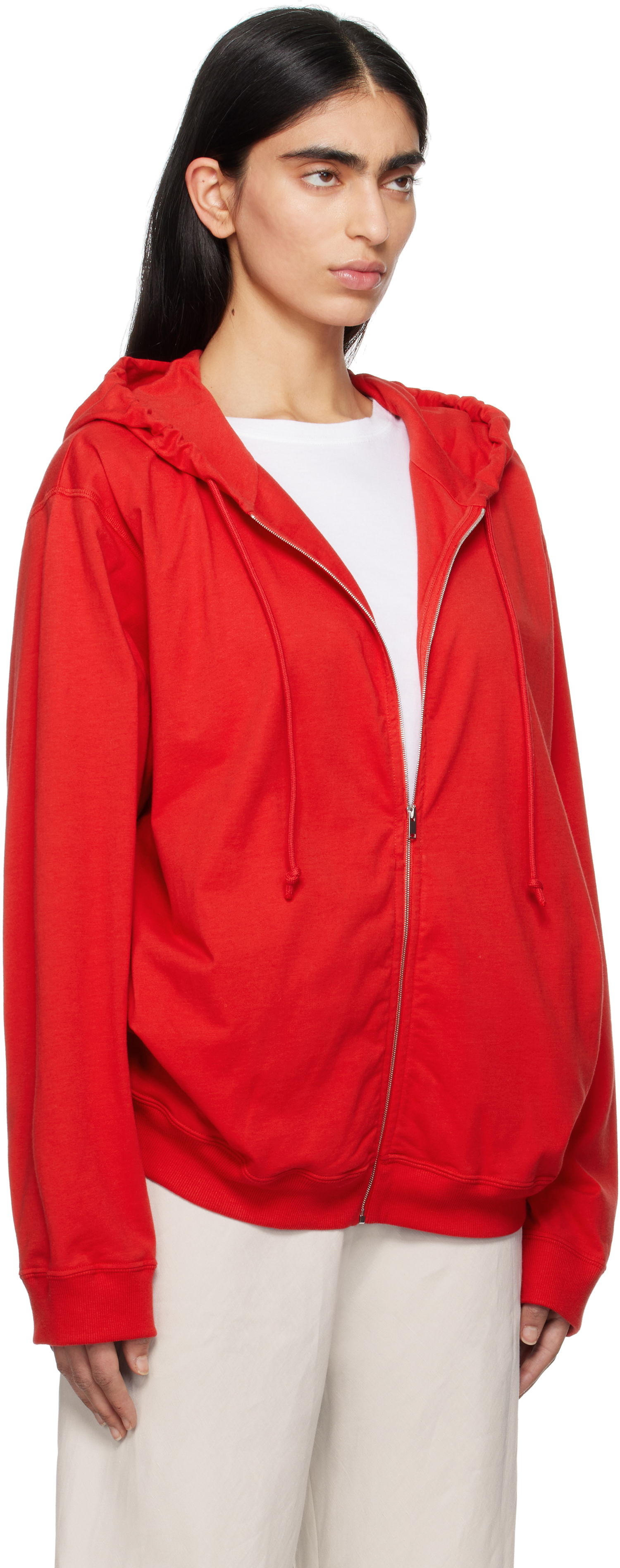 Pulover The Row The Row Rosy Zip-Up Hoodie Rdeča | 8877-K643, 1