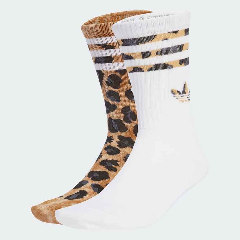 Nogavice adidas Performance Leopard Print Crew Socks 2 Pairs Bela | JV7855