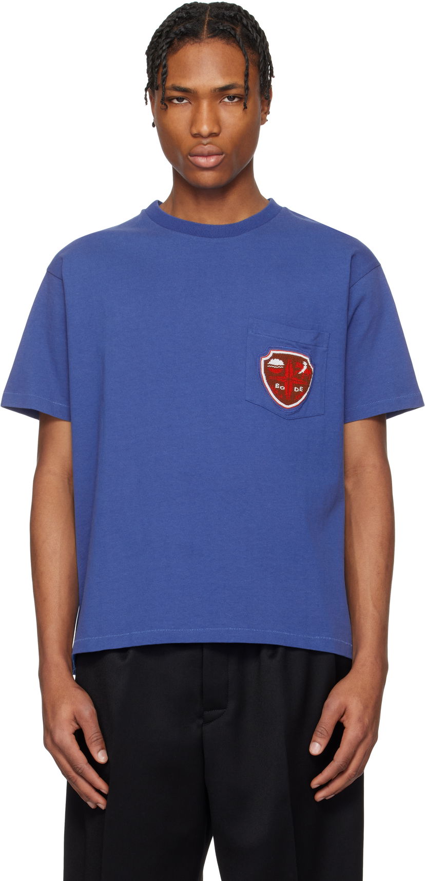 Majica Bode Bode Crest Pocket T-Shirt Modra | MRS25CS048