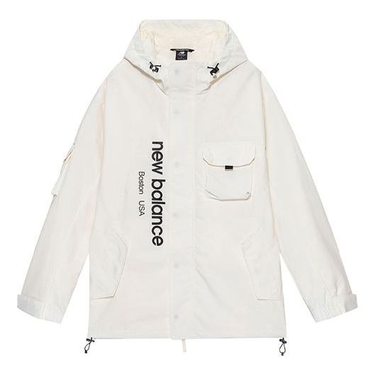 Vetrovka New Balance Men's Logo Cargo Hooded Jacket Bela | AMJ13392-IV