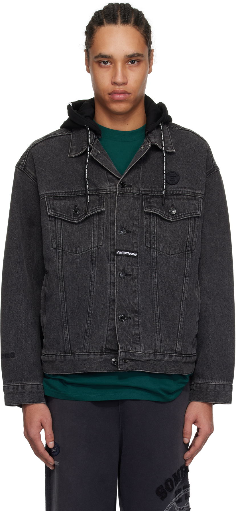 Jakna AAPE by A Bathing Ape AAPE by A Bathing Ape 'AAPE Now' Denim Jacket Črna | AAPLJM7700XXNBKL