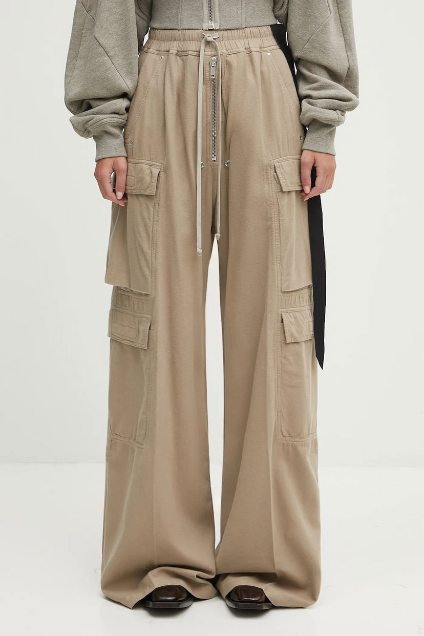 Cargo hlače Rick Owens Rick Owens DRKSHDW Double Cargo Jumbo Belas High Waist Wide Leg Pants Bež | DS02E7324.CFL