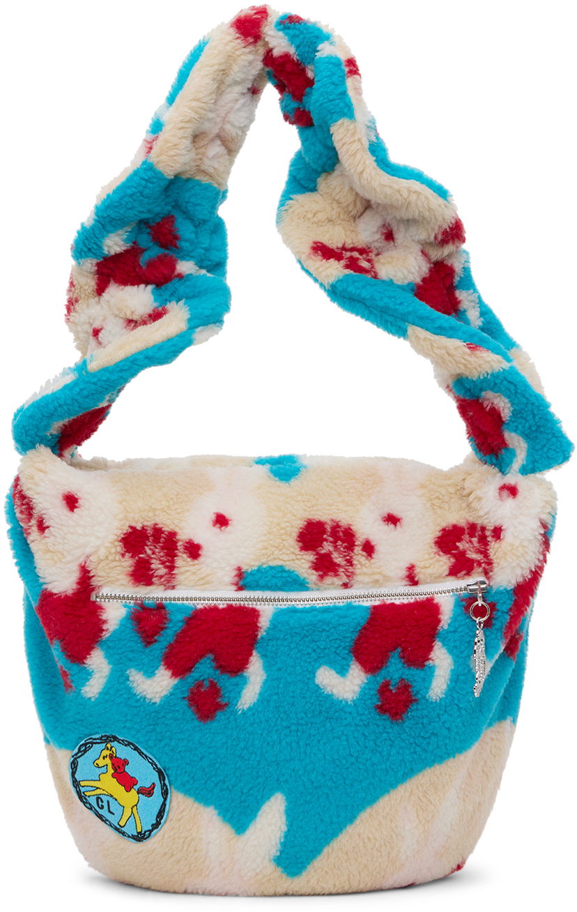 Torba za čez ramo Chopova Lowena Exclusive Blue & Off-White Bunny Fleece Shoulder Bag Večbarvna | 1177