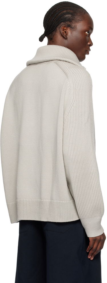 Pleteni pulover Studio Nicholson Studio Nicholson Level Half-Zip Knit Sweater Siva | LEVEL SNM - 1231, 2