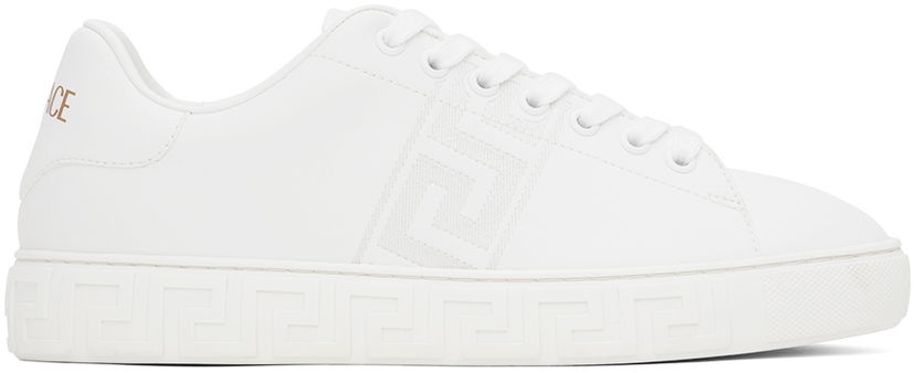 Superge in čevlji Versace White Embroidered Greca Sneakers Bela | 1014460_1A00776