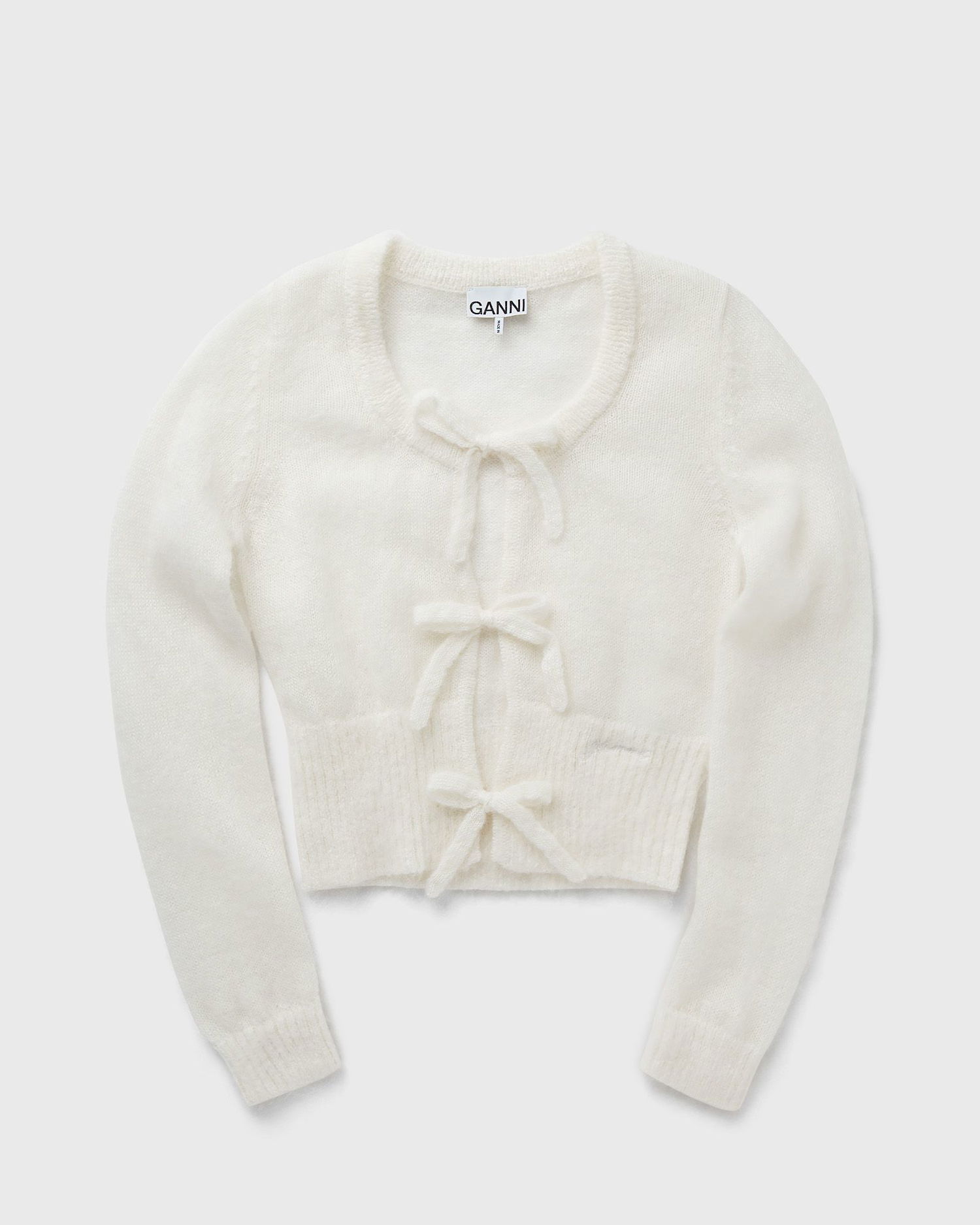 Pleteni pulover GANNI Tie String Light Mohair Cardigan Bela | K2343-135, 0