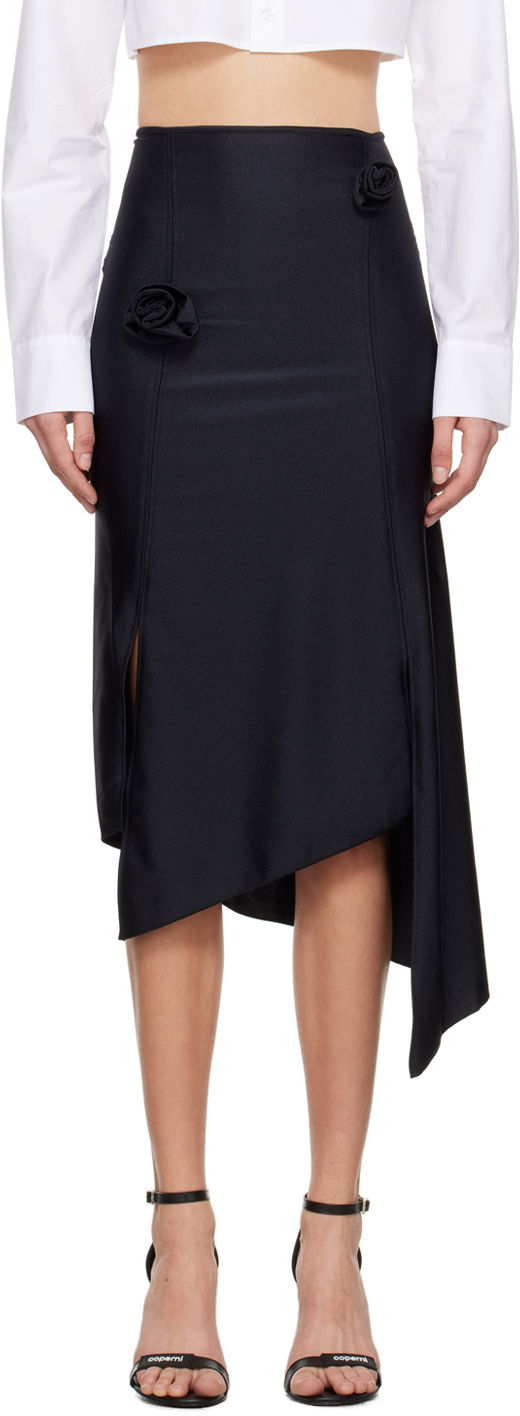 Krila Coperni Flower Detail Asymmetrical Midi Skirt Črna | COPJS30545